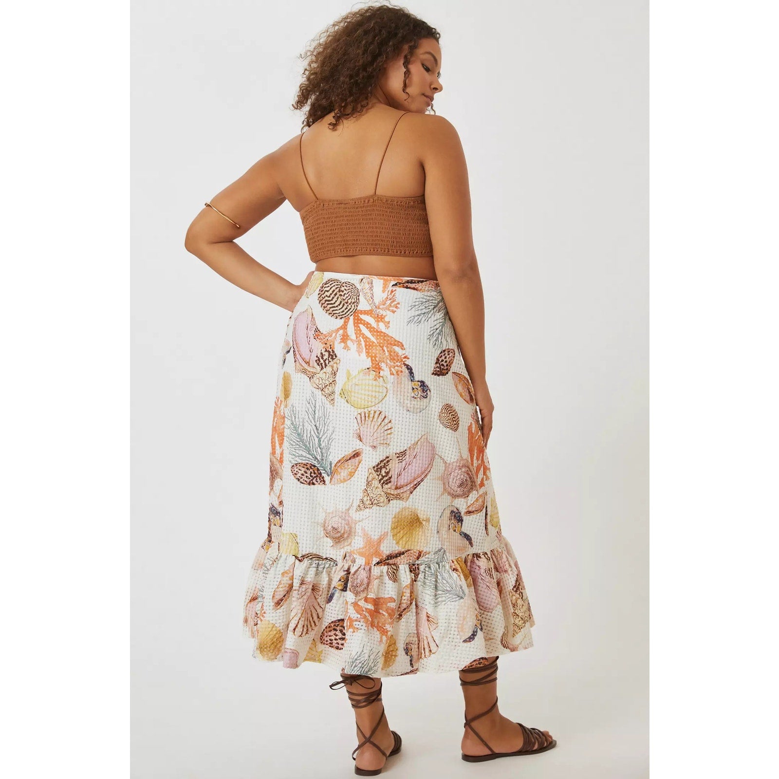 New Anthropologie Maeve A-Line Wrap Midi Skirt $170 PLUS 16W Sea Shell