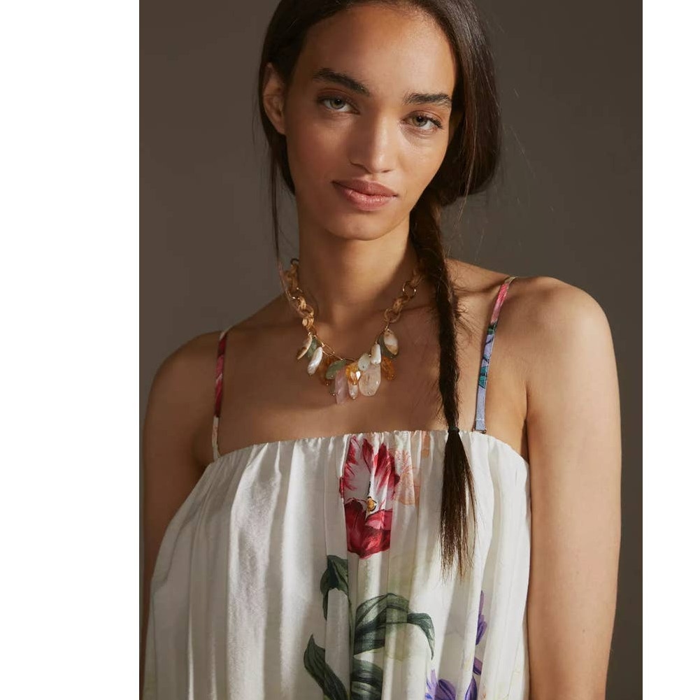 New Anthropologie Floral Maxi Dress $190 SMALL Removable Straps Boho