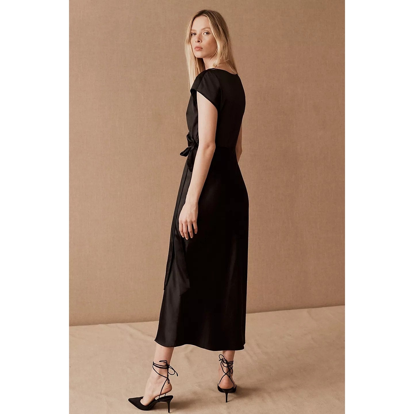 New Anthropologie Sachin & Babi Roma Midi Dress $198 SIZE 10 Black Satin