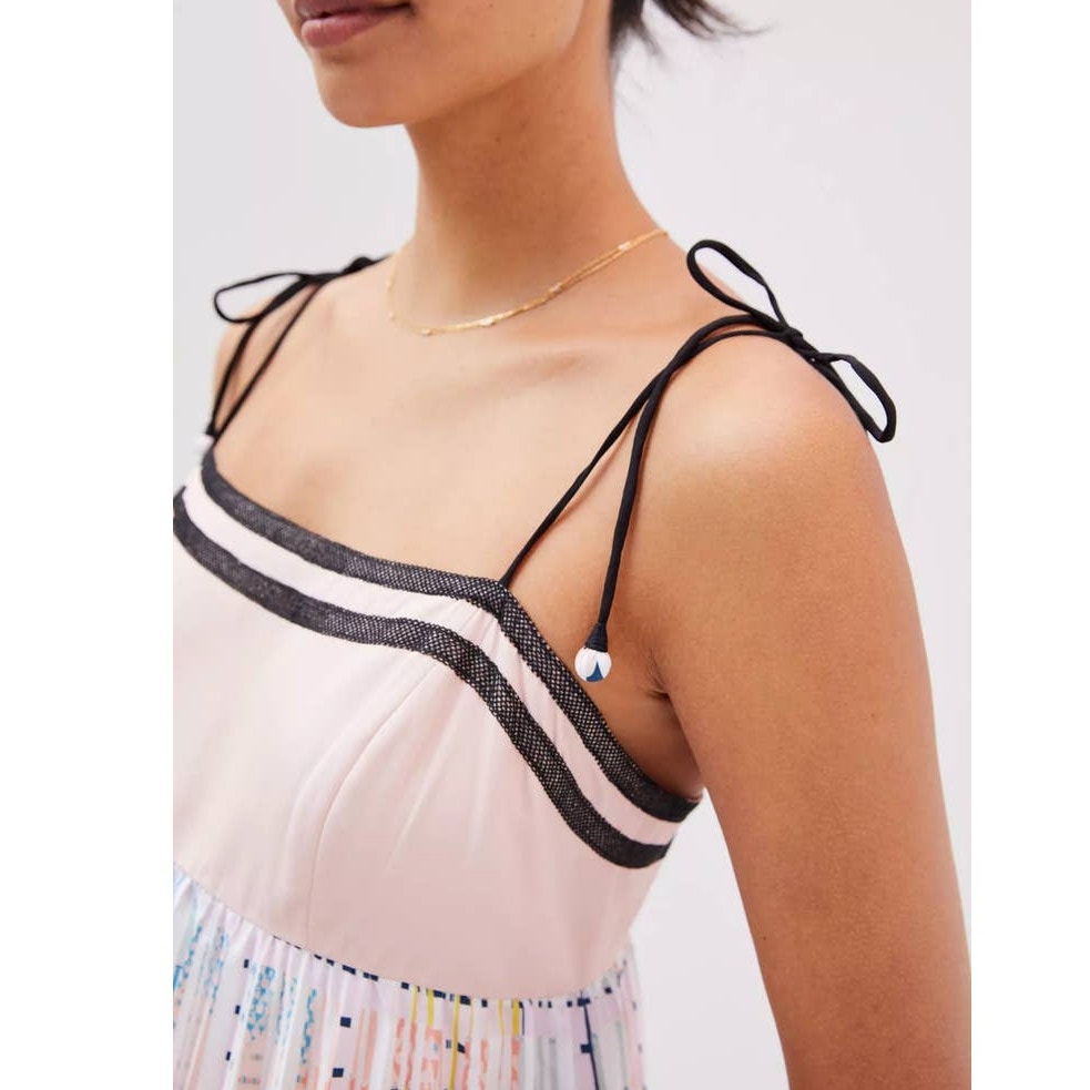New Anthropologie GEISHA DESIGNS Abstract Pleated Midi Dress $230 SMALL