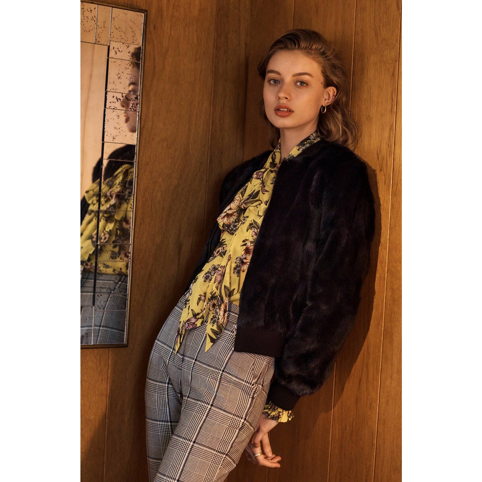 New Anthropologie x Varun Bahl Mindy Tie-Neck Floral Blouse $140 X-SMALL Yellow
