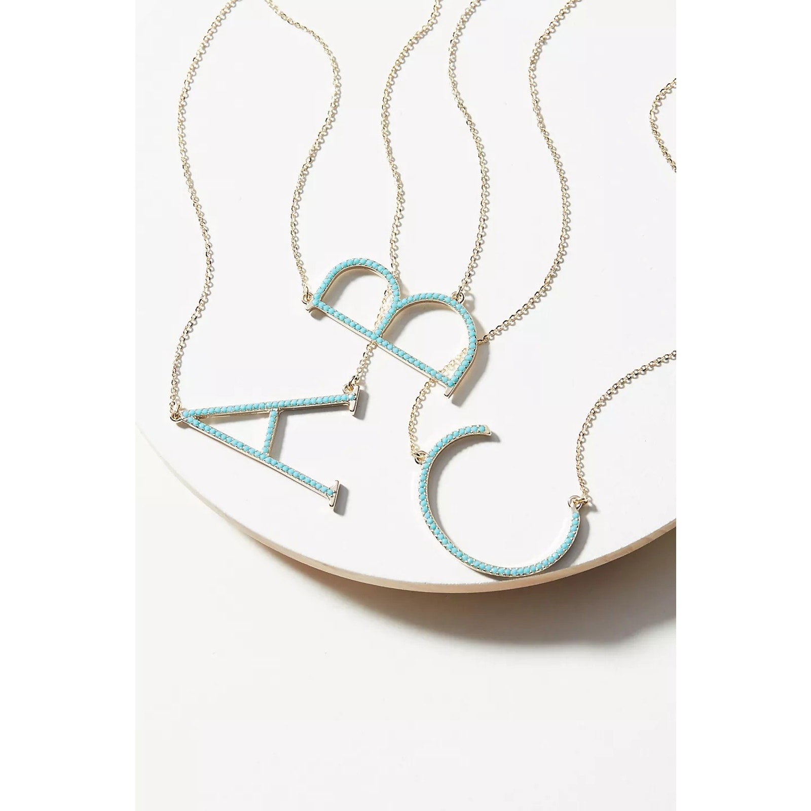 New Anthropologie BETH WARD Pave Monogram Necklace "U" $48