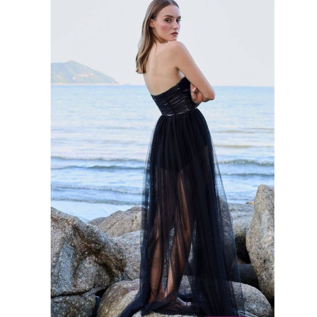 New Free People SAU LEE Bella Strapless Maxi Gown $510 SIZE 12 Black