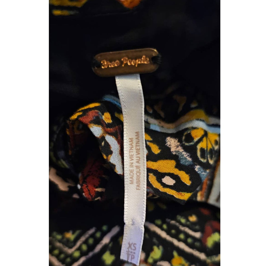 New Free People Lennon Maxi Dress  $168 X-SMALL Black Combo Vintage Insp Print