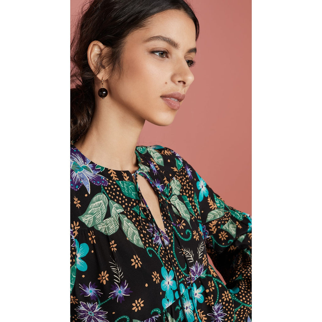 New Warm Silk Garden Tiered Floral Boho Mini Dress $450 SMALL US 4 (1)