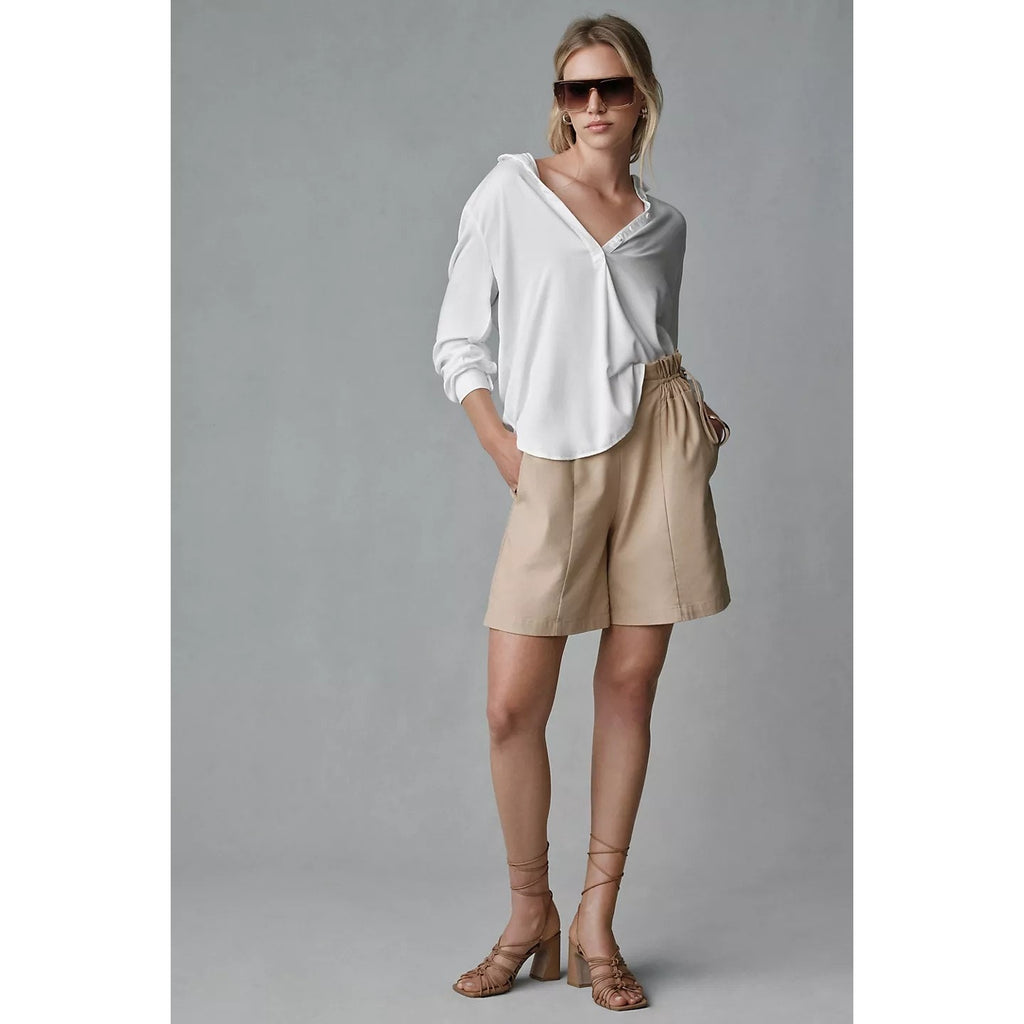 New Anthropologie Mon Renn Quinn Shorts $149 SIZE 4 Cotton Linen Drawstring