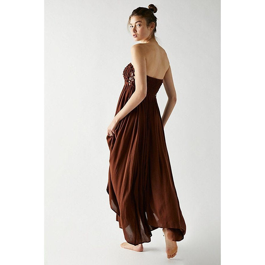 New Free People Turning Up The Temperature Maxi $118 SMALL Desert Topaz Brown