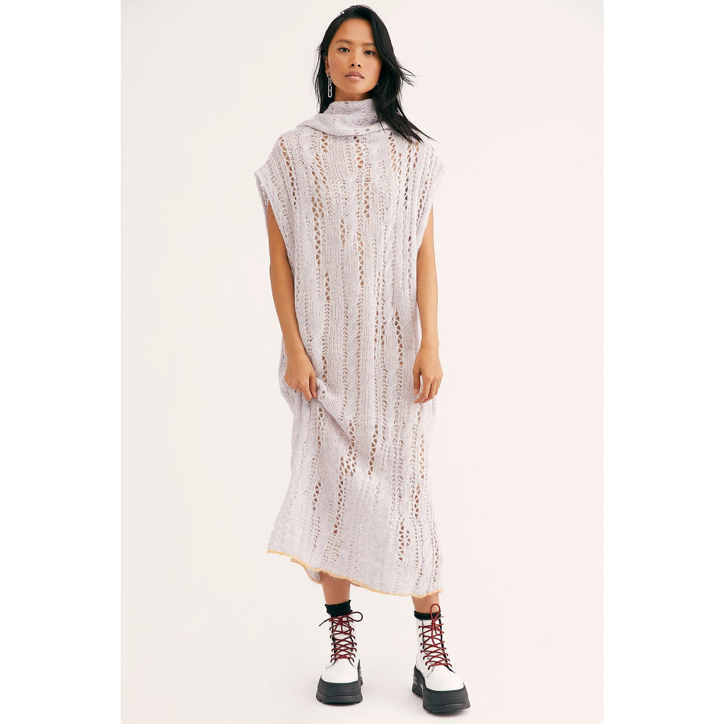 New Free People Pirouette Soft Semi Sheer Maxi Cowl Sweater $248 XS/S Lilac