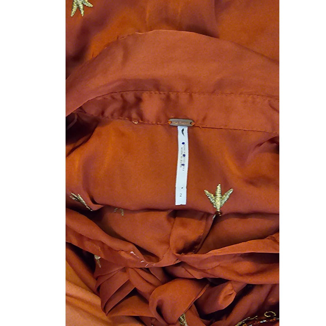 New FREE PEOPLE Breakdown Mini Wrap Dress $378 SIZE 2 Rust Embroidered Sequins