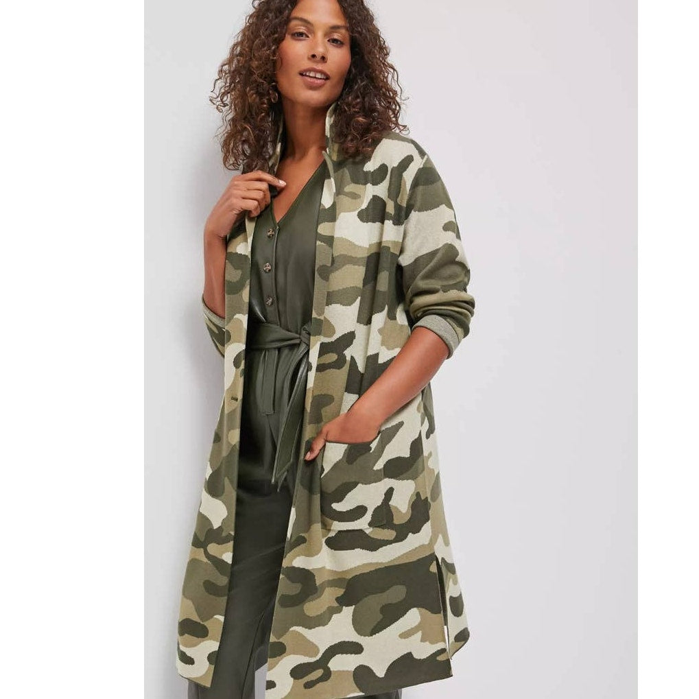 Anthropologie Maeve Kieran Sweater Coat SMALL Camo Anthropologie
