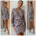New Free People RUMER Cyrus Zebra Striped Blazer Mini Dress $379 X-SMALL Brown