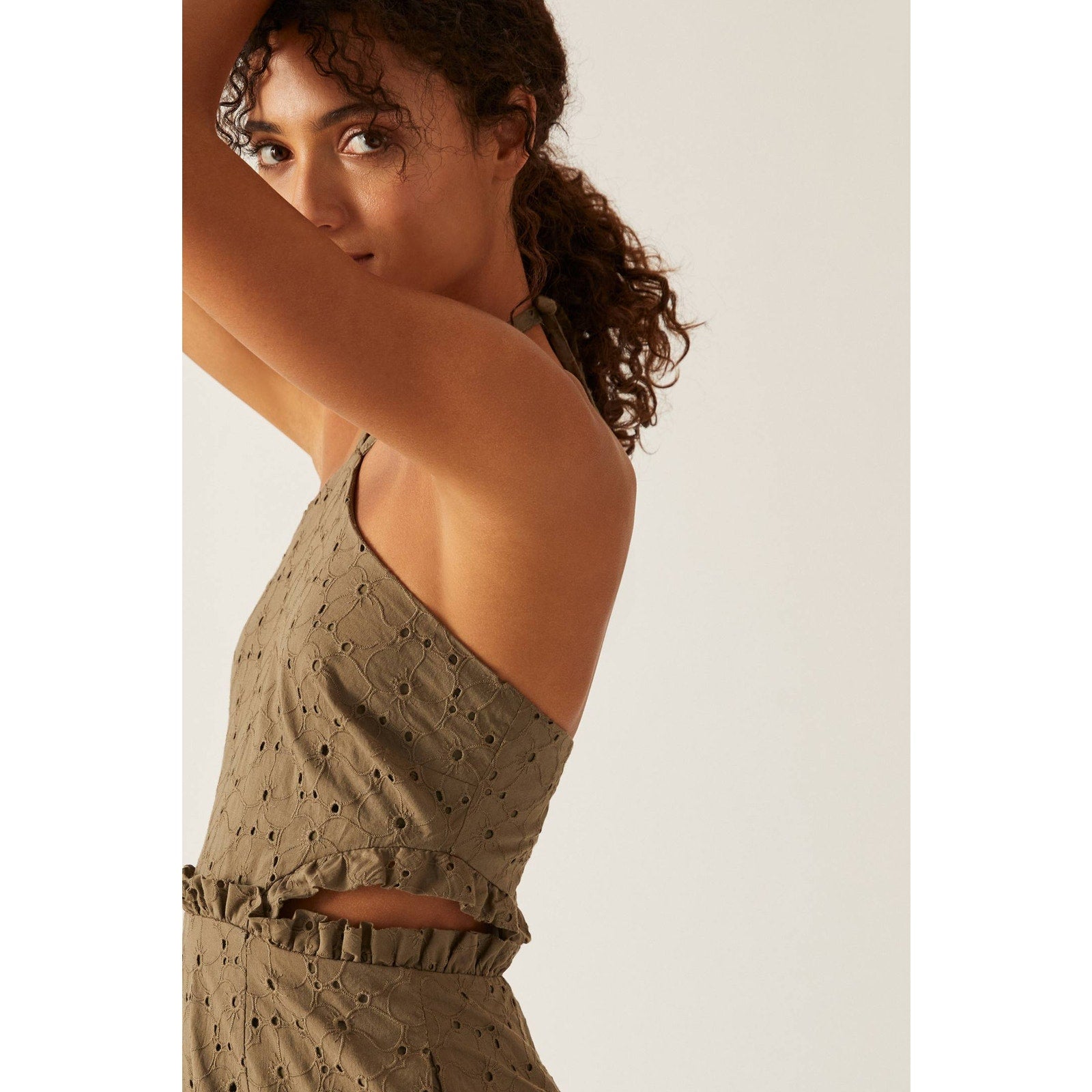 Anthropologie Hutch Solid Halter Romper SIZE 2 Olive Anthropologie