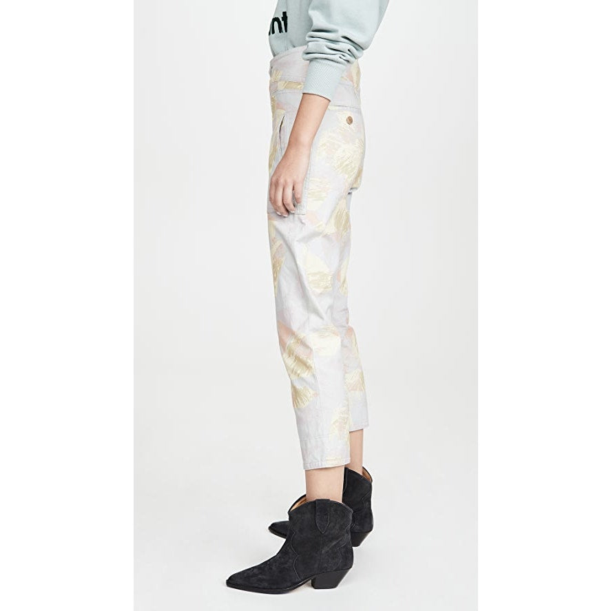New Isabel Marant Etoile Raluni Trousers $415 CHALK Size 34 (US 2) Painterly