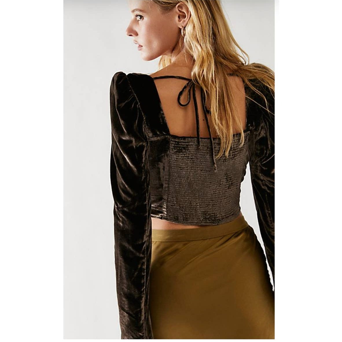 Free People Bridgette Long Sleeve Velvet Top