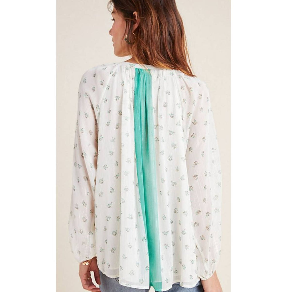New Anthropologie Daniel Rainn Kaya Peasant Blouse $128 SMALL PETITE Long Sleeve