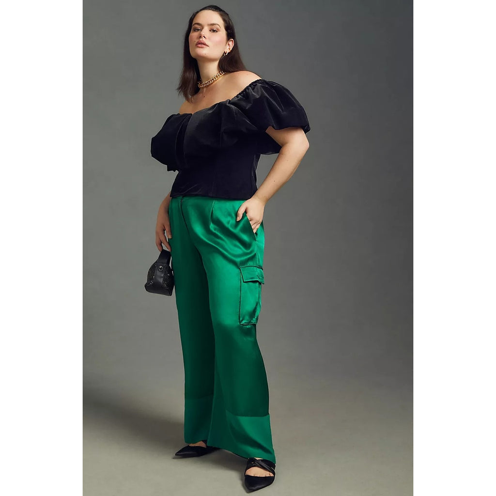 New Anthropologie Hutch Velvet Corset Top $148 SIZE 0P Black Off The Shoulder