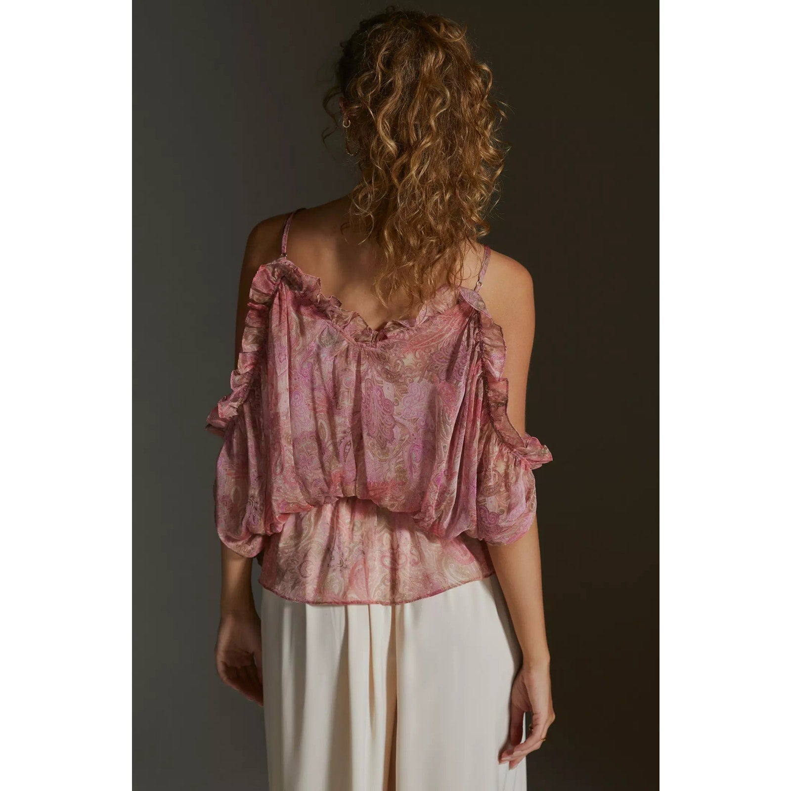 New Anthropologie x MISA Farideh Top $285 X-SMALL Pink Paisley