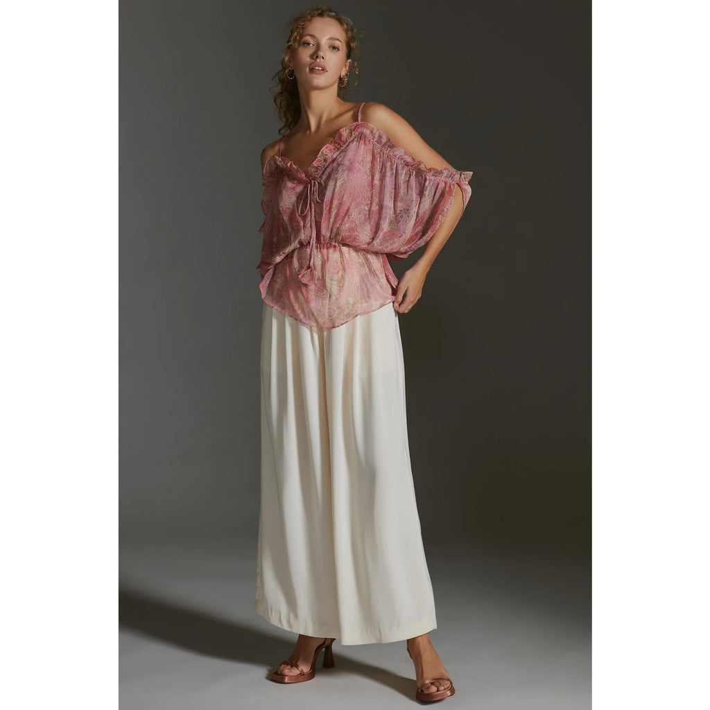 New Anthropologie x MISA Farideh Top $285 X-SMALL Pink Paisley