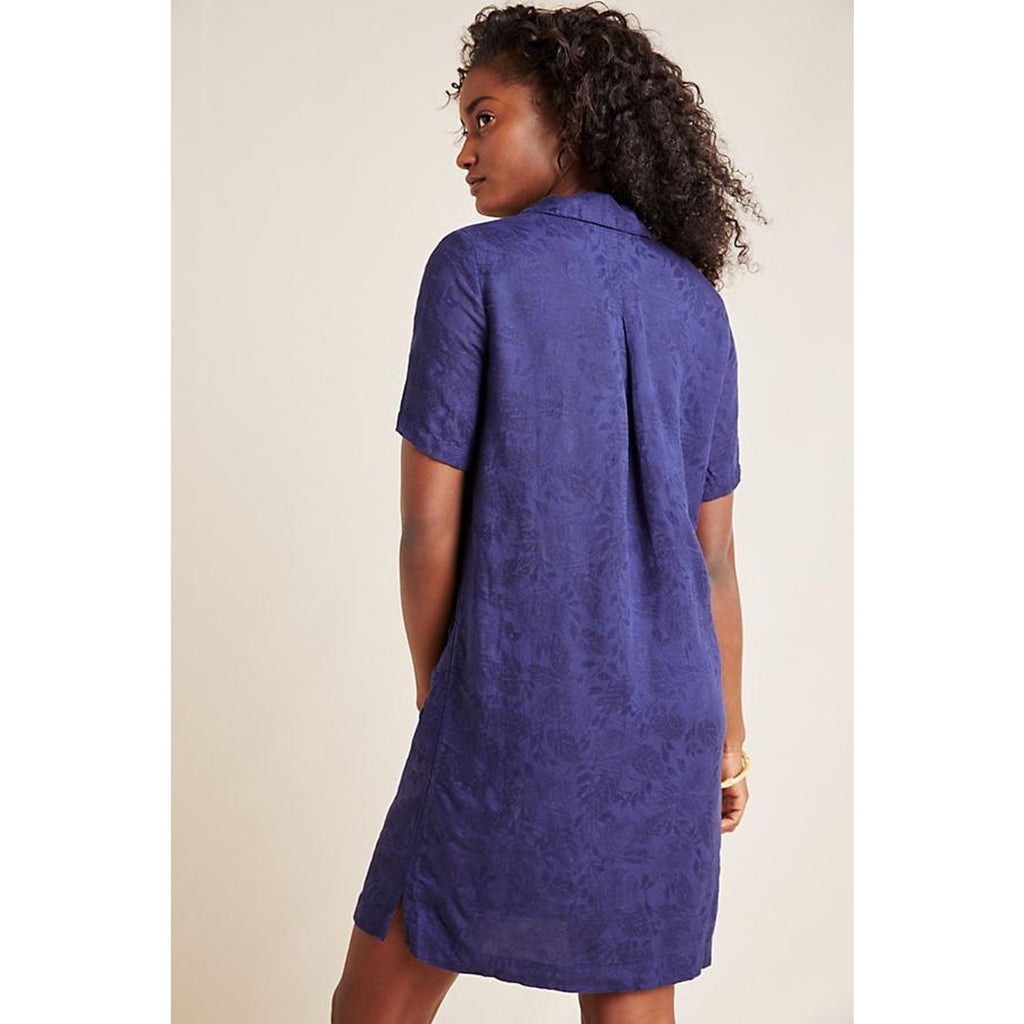 New Anthropologie Finley Lace-Up Shirtdress $140 SIZE 2 Navy