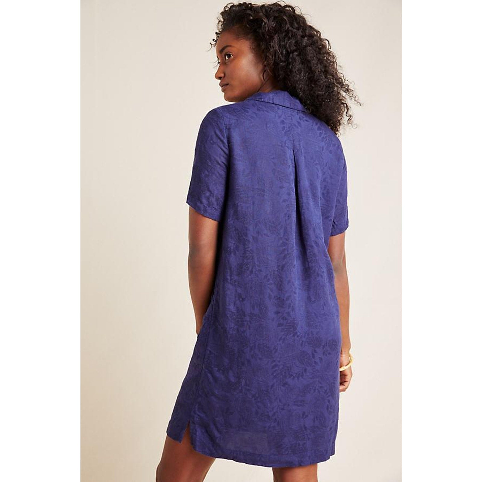 New Anthropologie Finley Lace-Up Shirtdress $140 SIZE 2 Navy