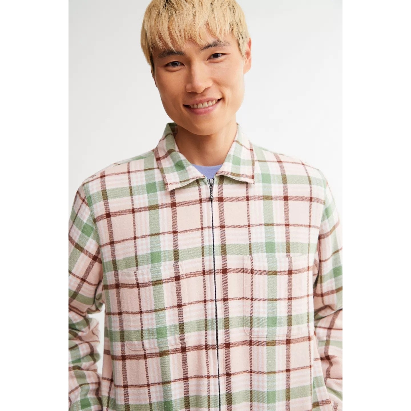 New Urban Outfitters OBEY Dom Plaid Shirt Jacket $120 MEDIUM Pink Clay