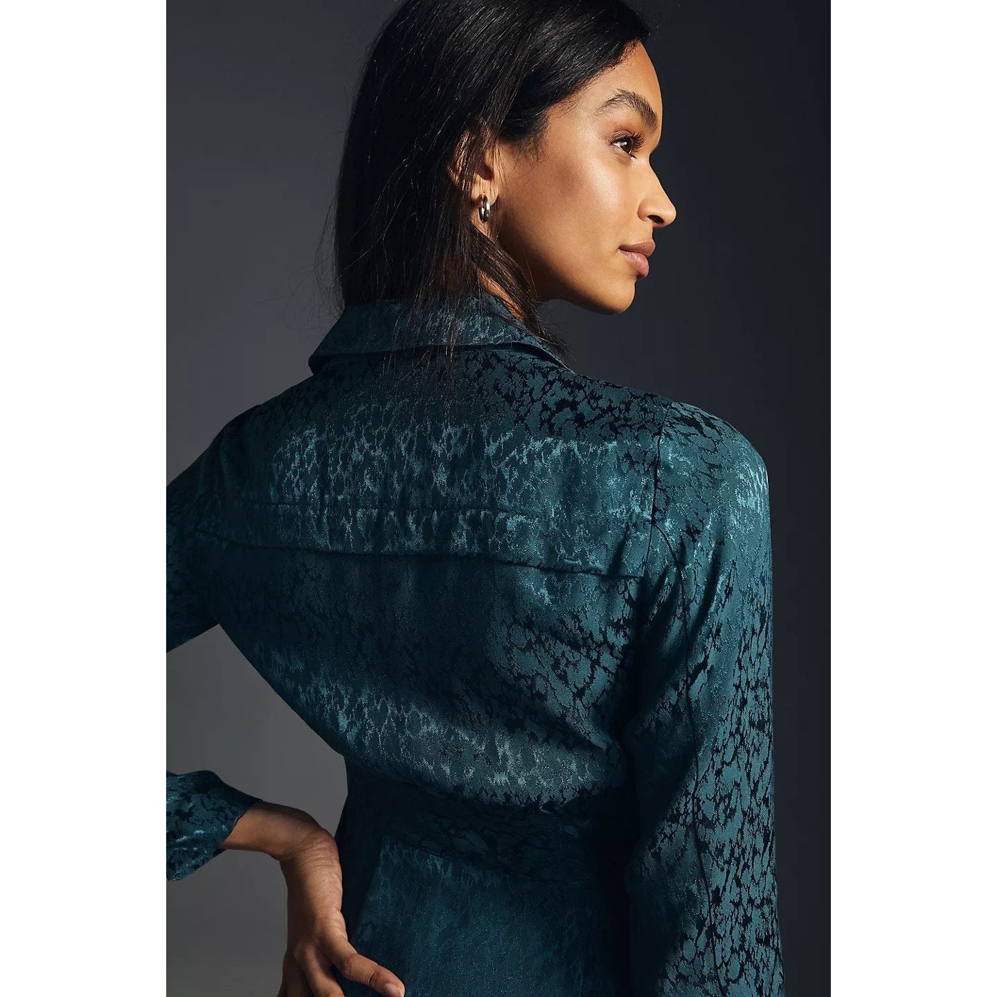 New By Anthropologie Button Front Blazer Wrap Dress $180 SIZE 6 Indigo Midi