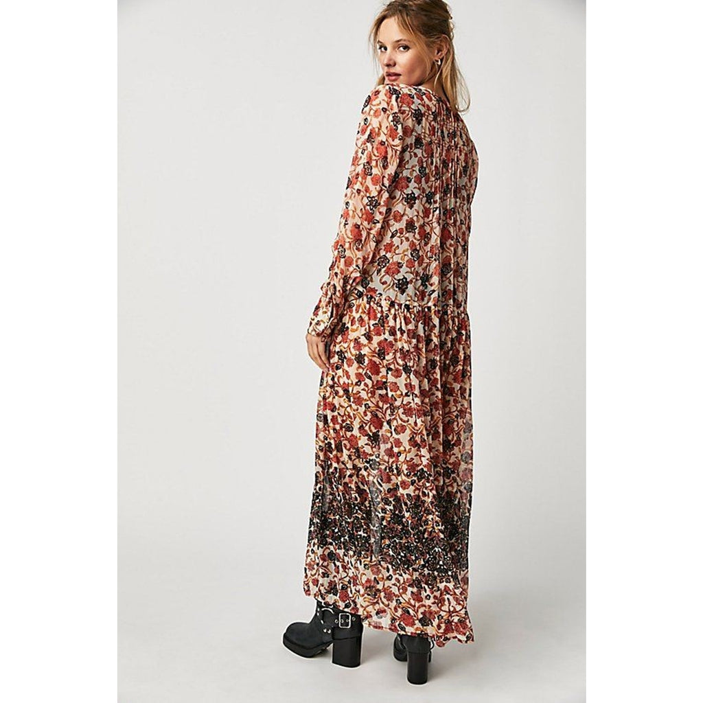 New Free People See It Through Dress $168 X-SMALL Tea Combo Floral
