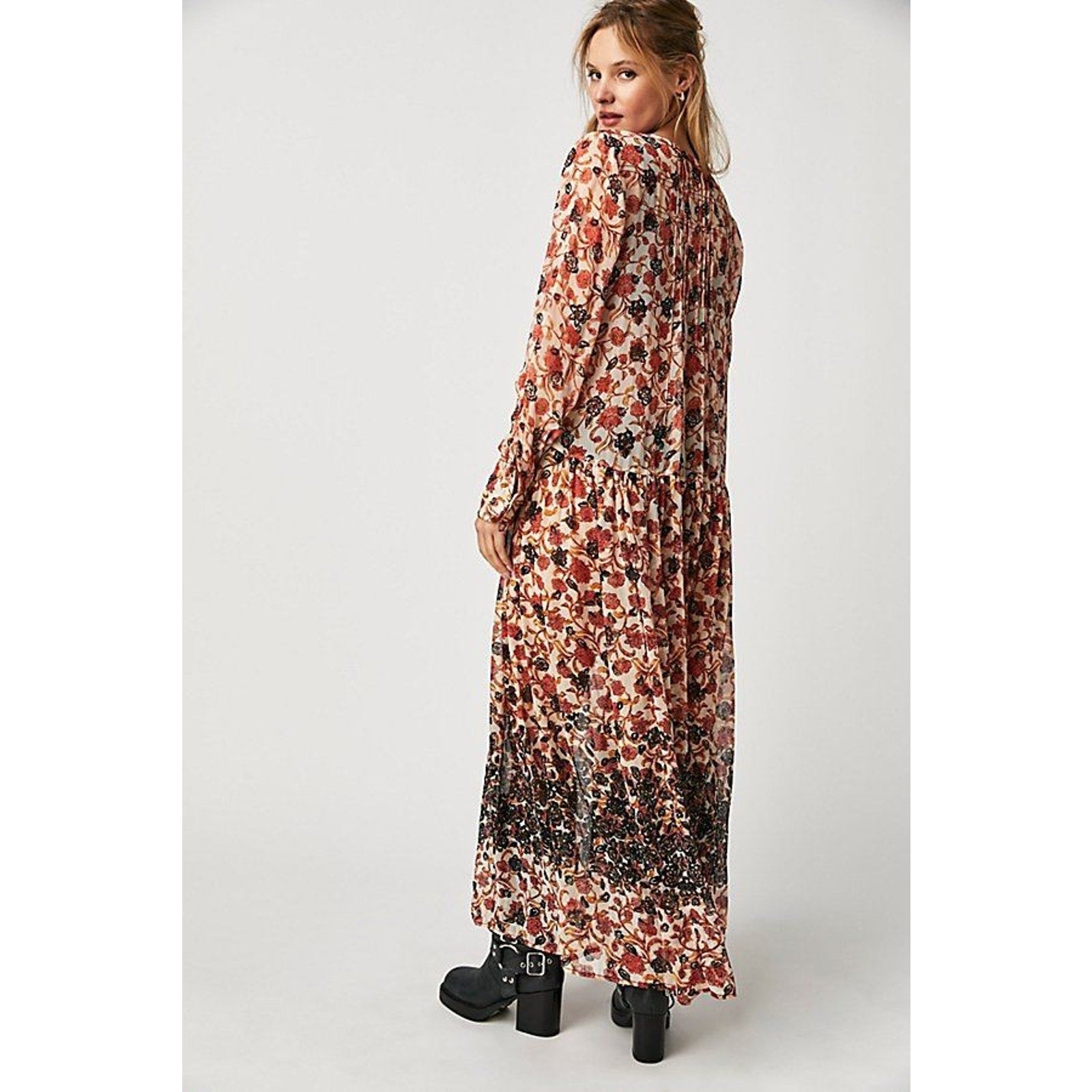 New Free People See It Through Dress $168 X-SMALL Tea Combo Floral