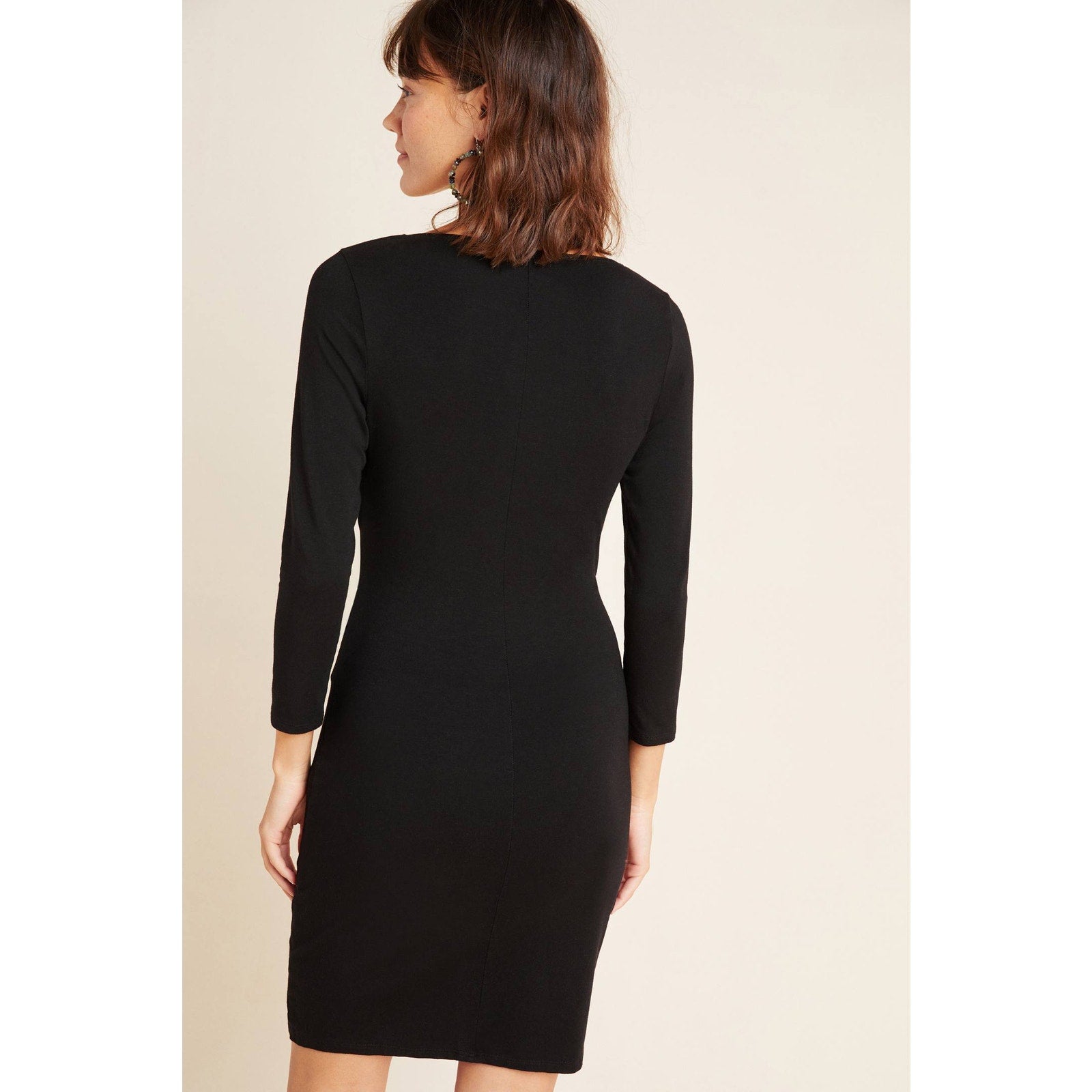 New Anthropologie x Velvet Carolyn V-neck Mini Dress $189 SMALL Black LBD