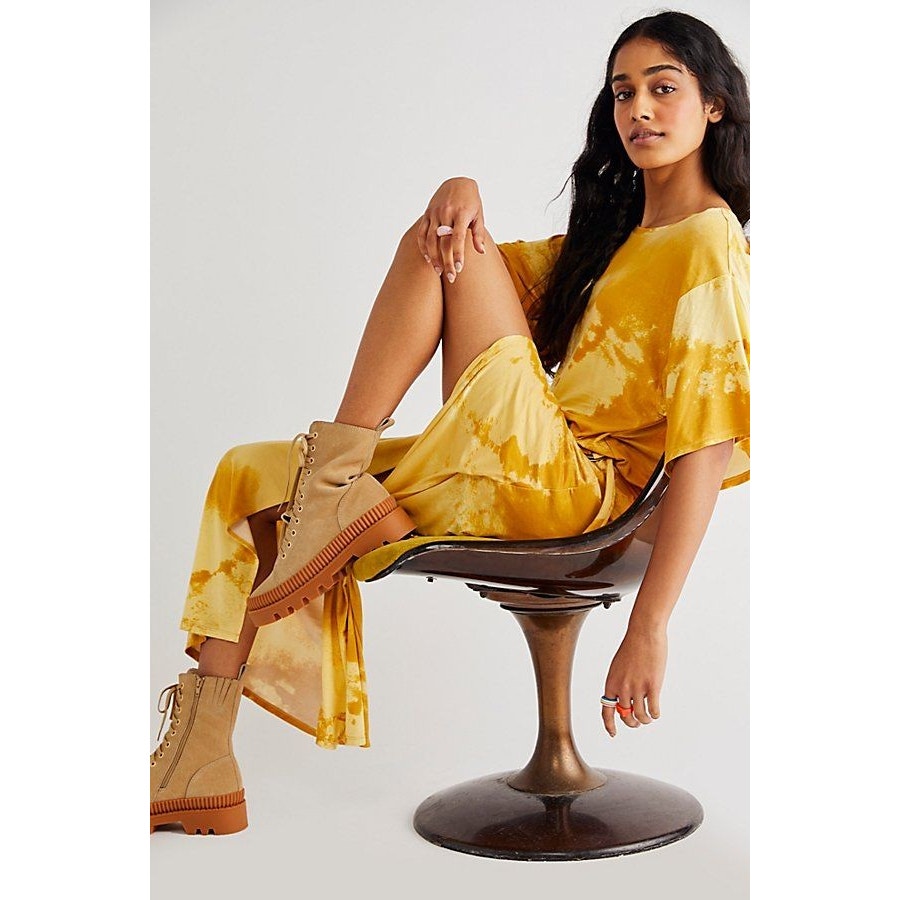 New Free People Alyssa Wrap Boho Maxi Dress MEDIUM $128 Yellow