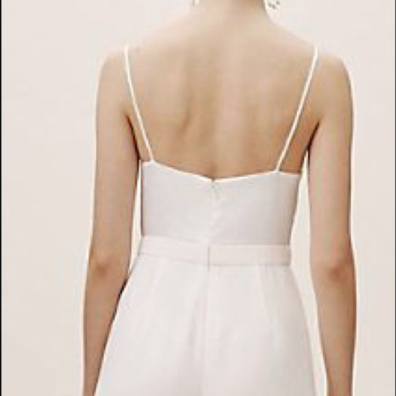 New BHLDN x Jill Stuart Nicki Jumpsuit $328 Sz 6 Off-White BRIDAL Wide-leg Crepe