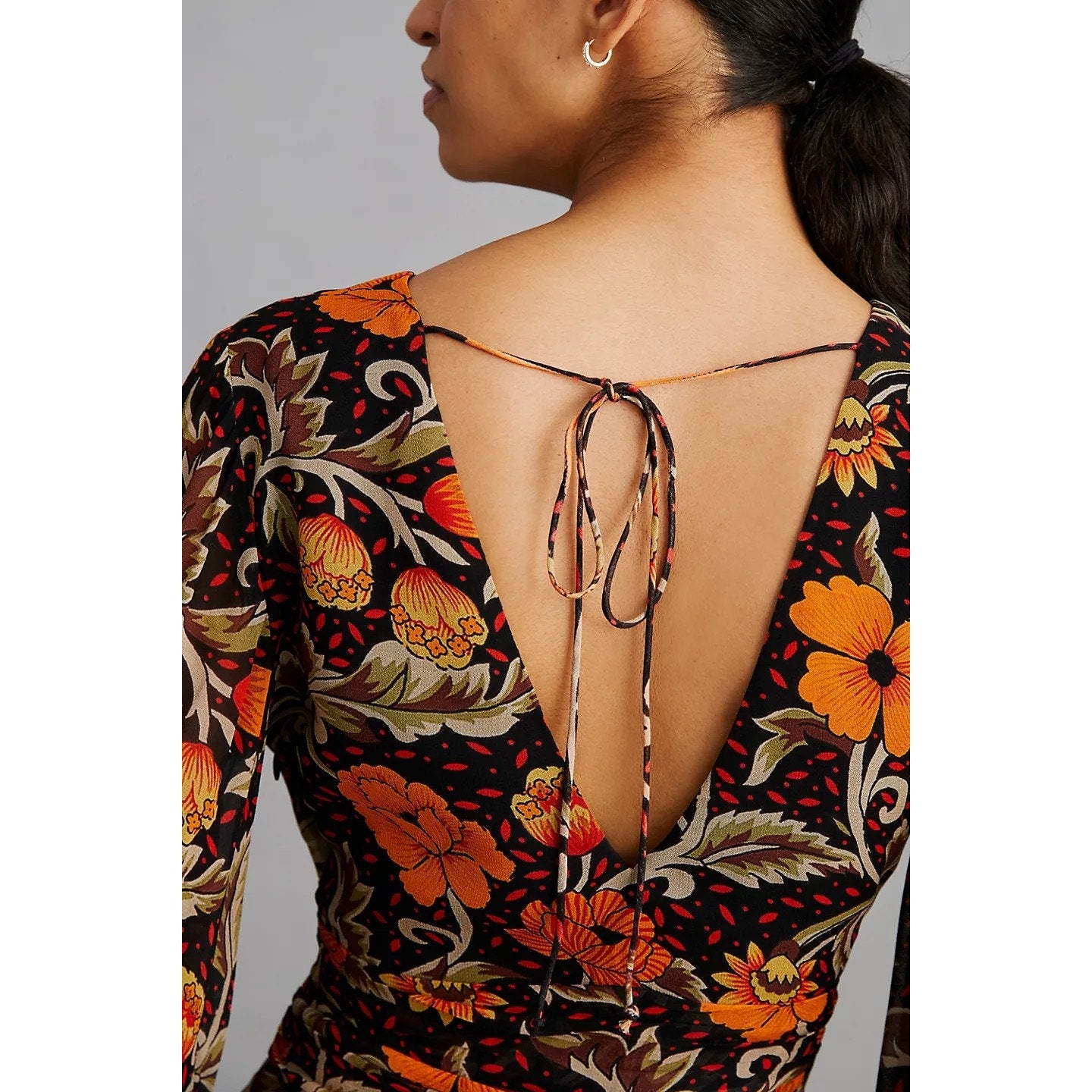 New Anthropologie Verb by Pallavi Floral Fringed Mini Dress $220 XS Brown Motif
