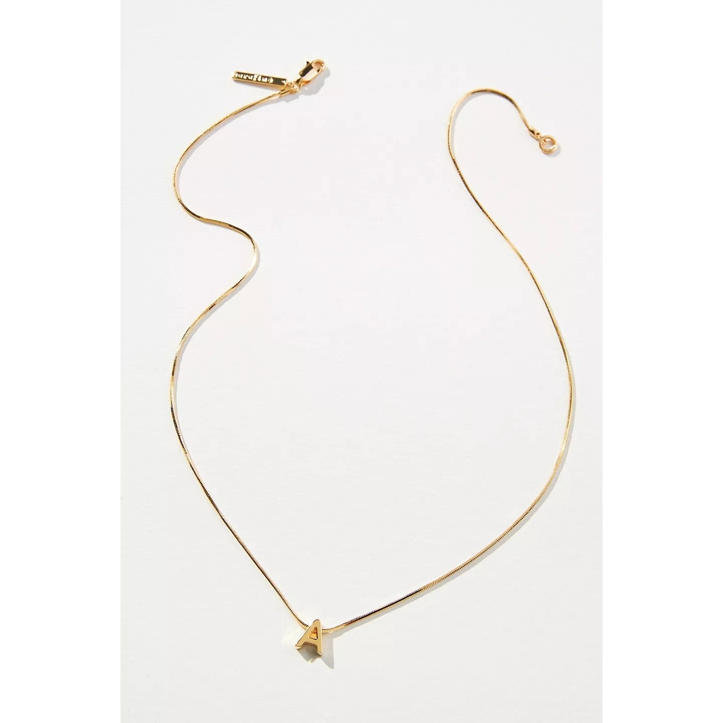 New Anthropologie Serefina Dainty Monogram 14K Gold Plated Necklace "U"  $60