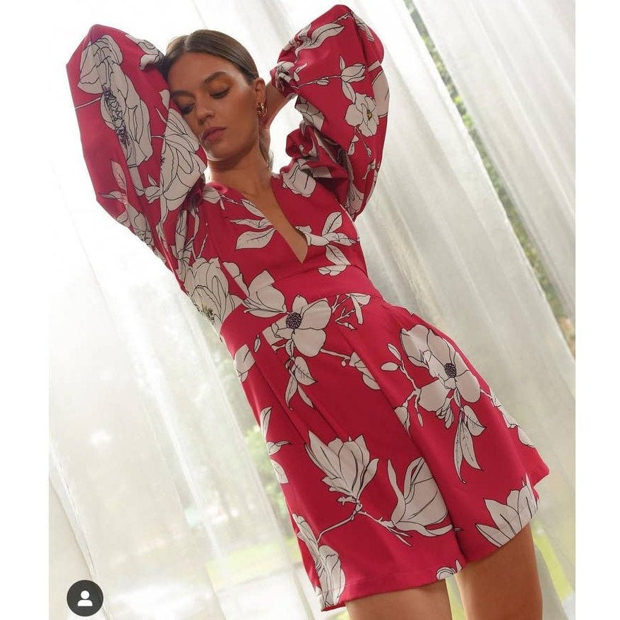 Anthropologie Natalia Mazzei Zubillaga Deep-V Floral Romper