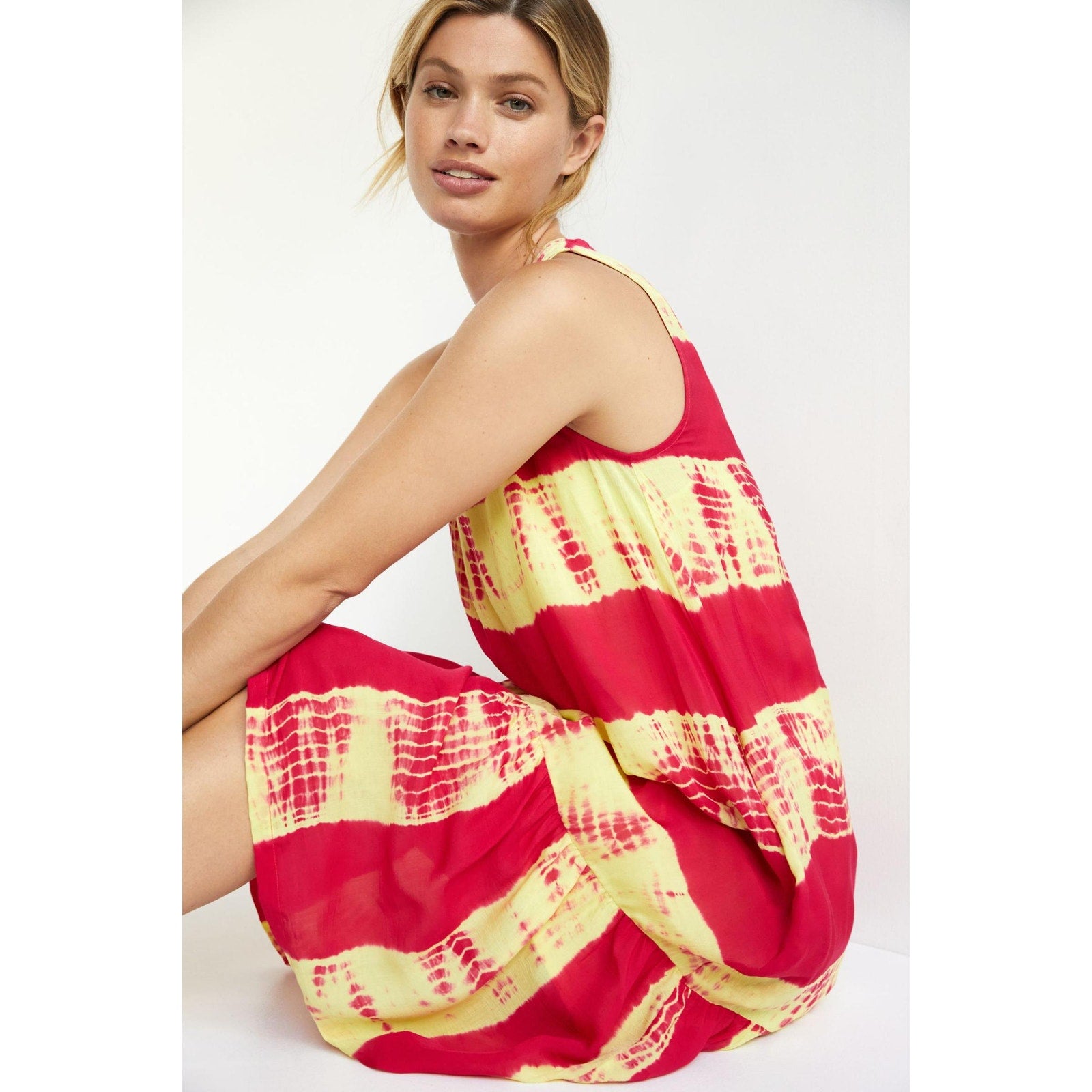 New Anthropologie NORBLACK NORWHITE Flounced Tie-Dye Tunic Dress $228 X-Small