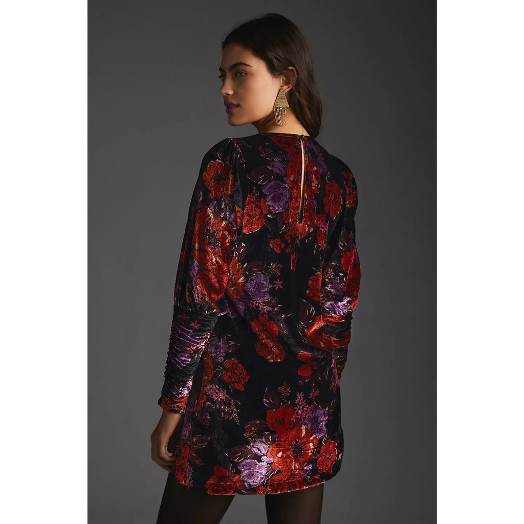 New Anthropologie Maeve Cowl-Neck Velvet Dress $180 X-SMALL Black Motif