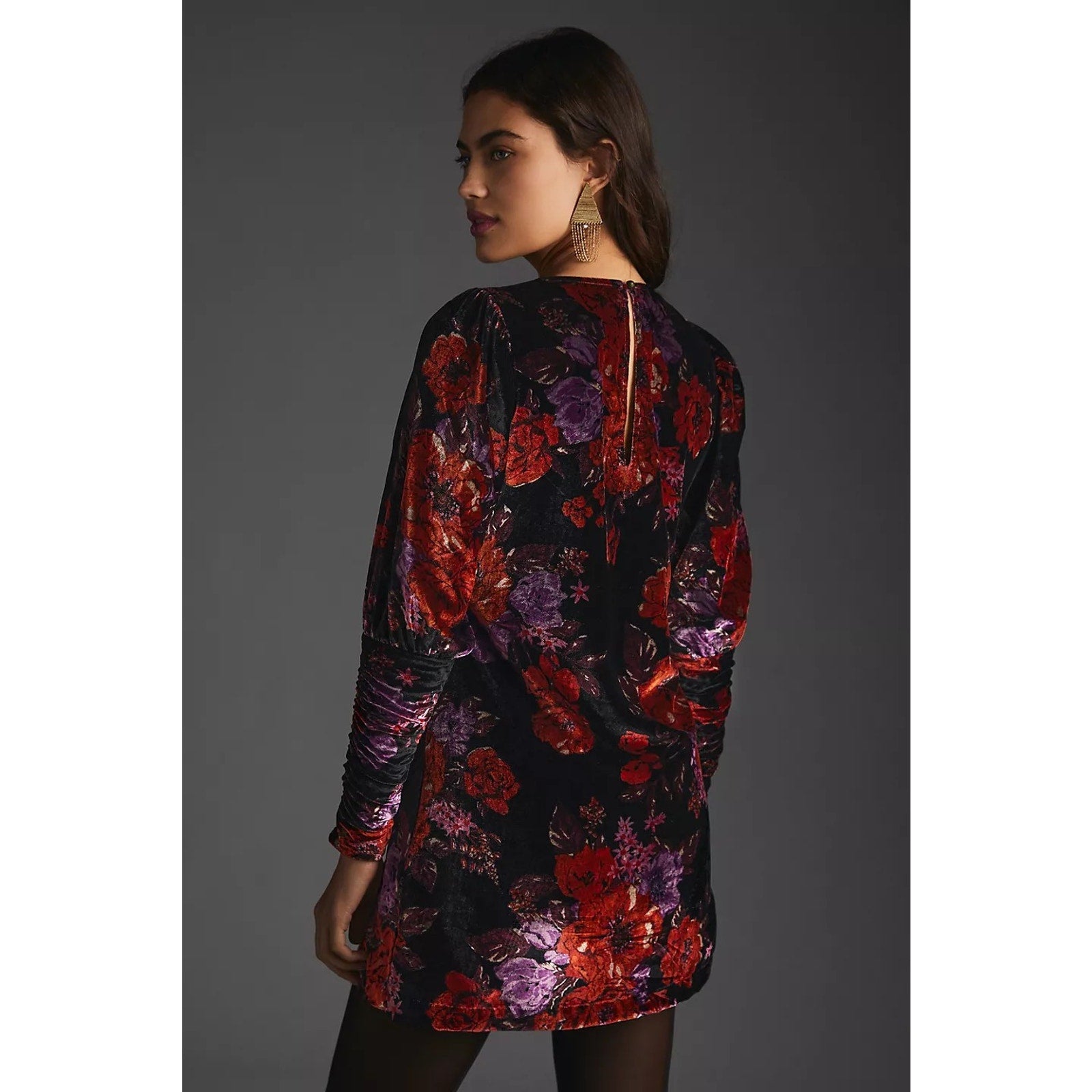 New Anthropologie Maeve Cowl-Neck Velvet Dress $180 X-SMALL Black Motif