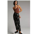 New Anthropologie ML Monique Lhuillier Jacquard Trousers $395 Sz 4 Black Floral