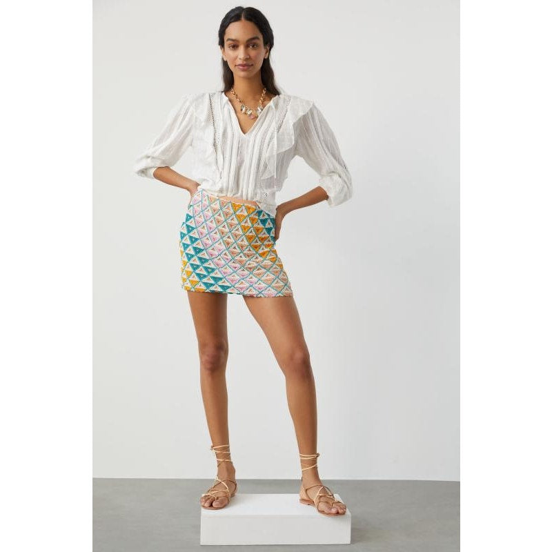 Anthropologie Walter Baker Slim Hand-Beaded Mini Skirt