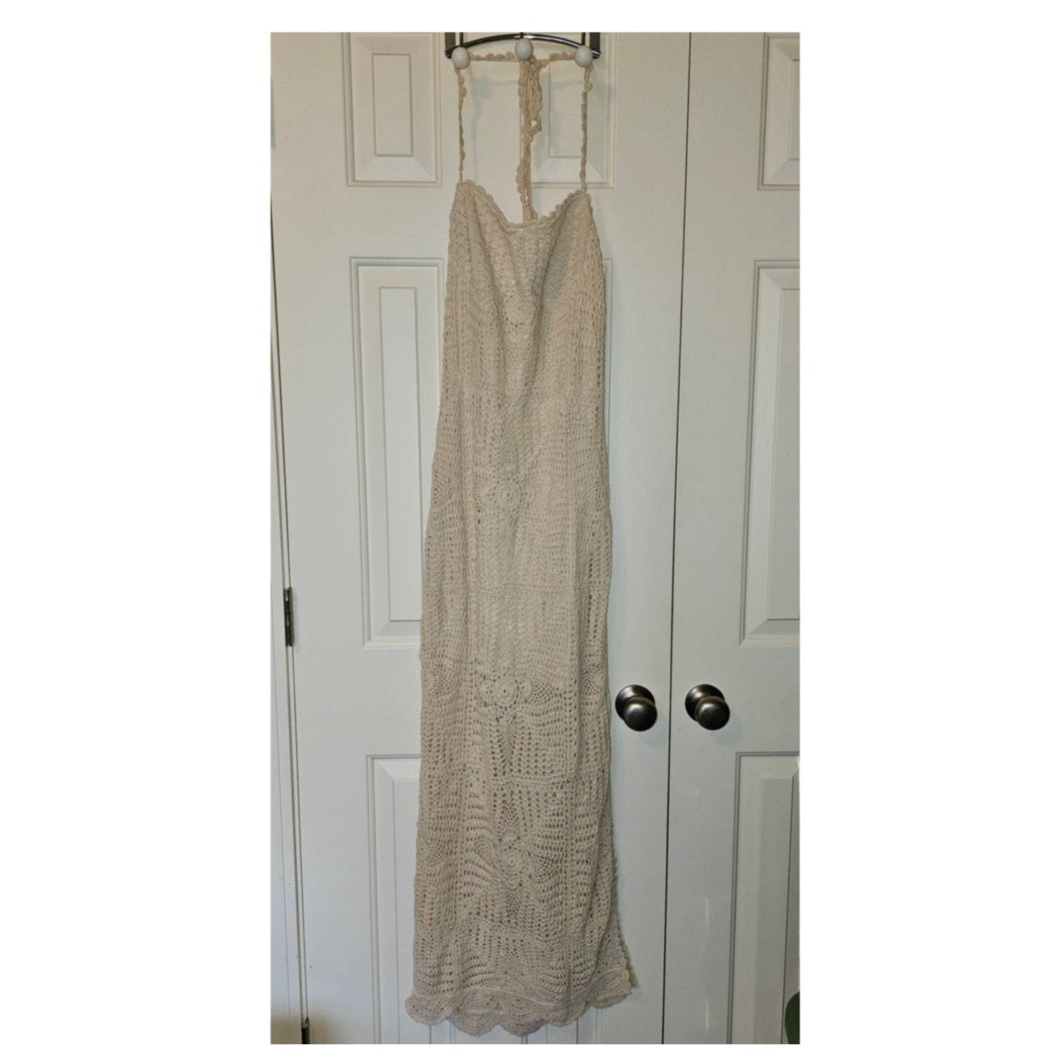 New Free People Dahlia Chrochet Bodycon Style Maxi Dress $168 MEDIUM Natural
