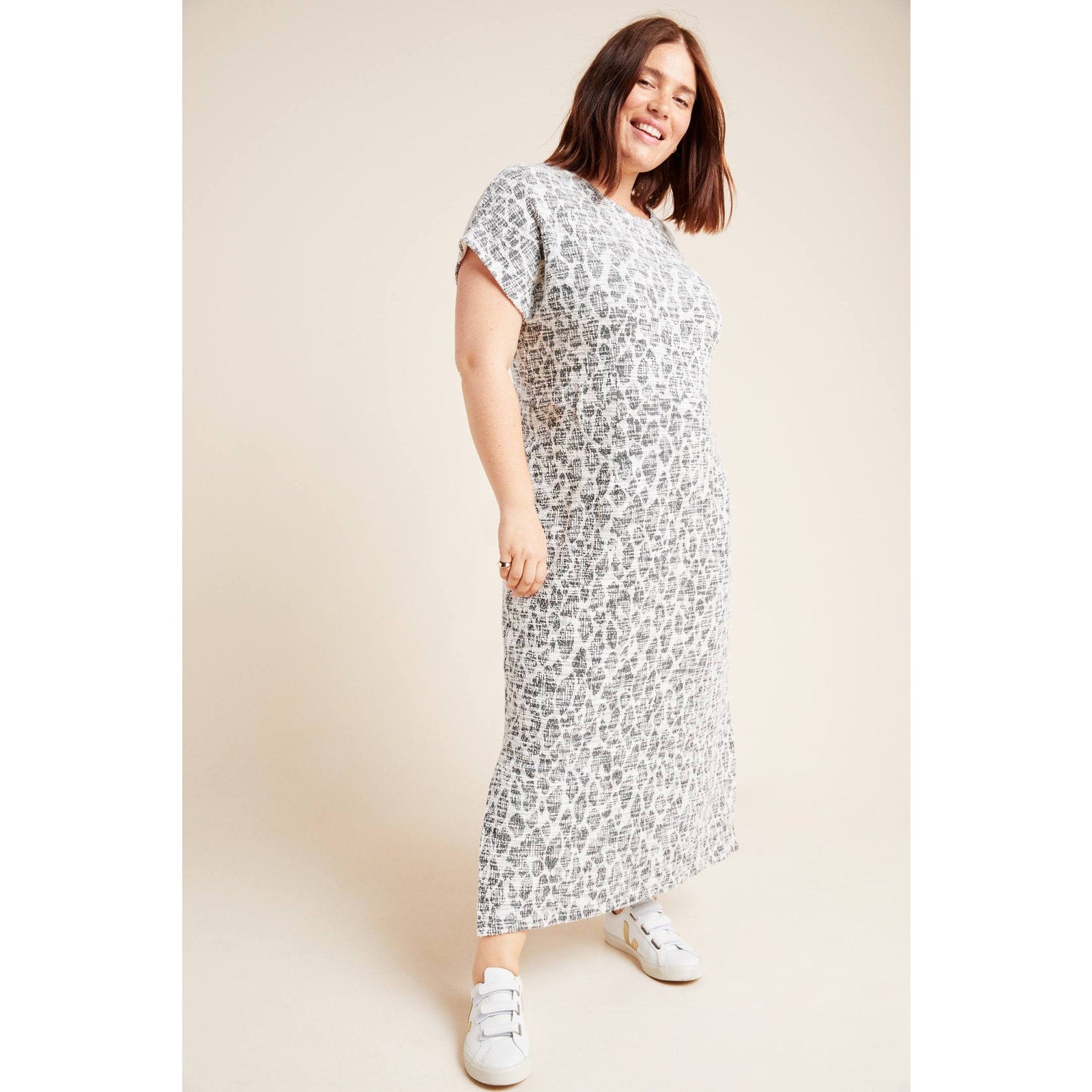 Anthropologie Dolan Left Coast Taleen Textured Midi Dress Plus 1X Gray Anthropologie