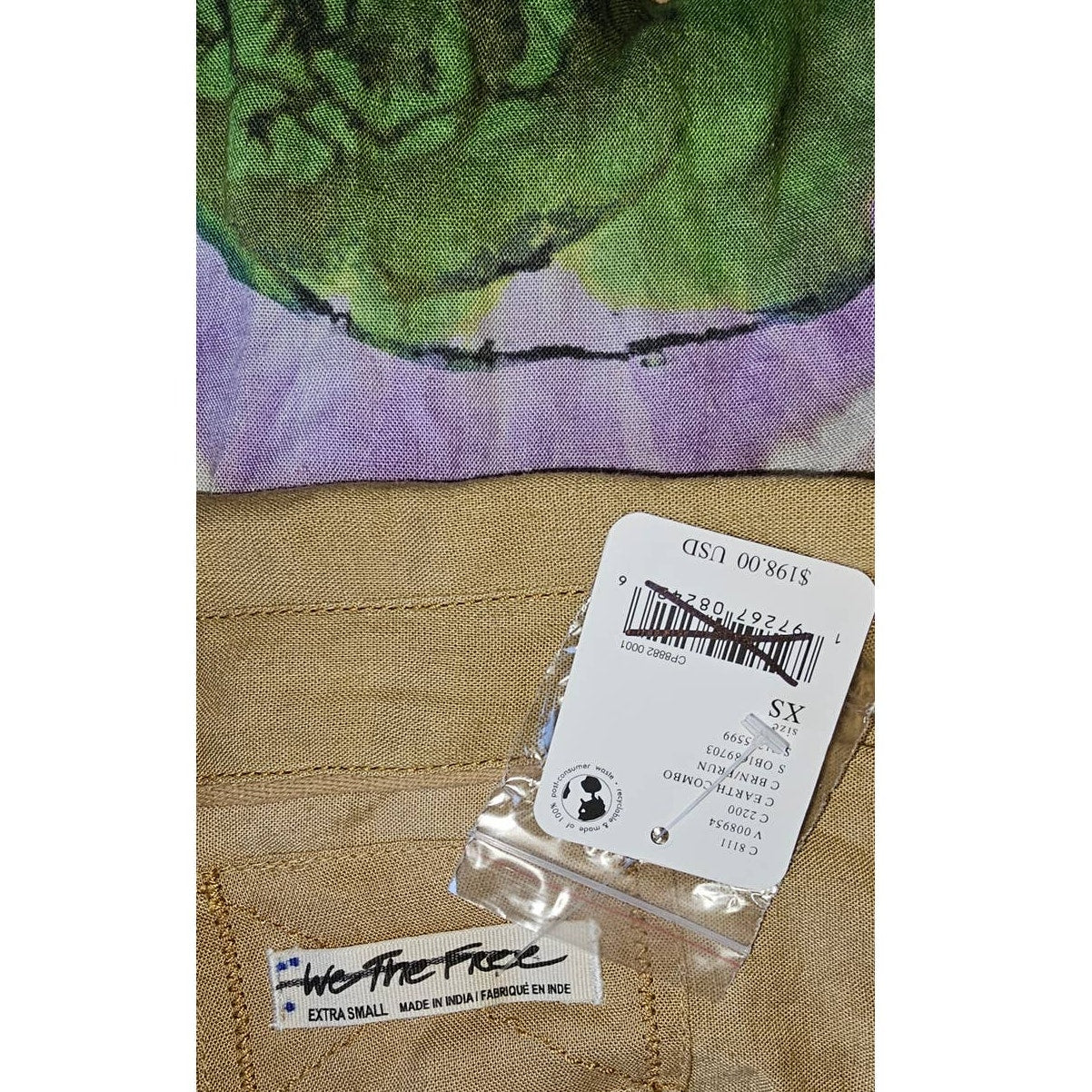 New Free People WTF Yin Yang Tie Dye Graphic Buttondown $198 X-SMALL BOHO