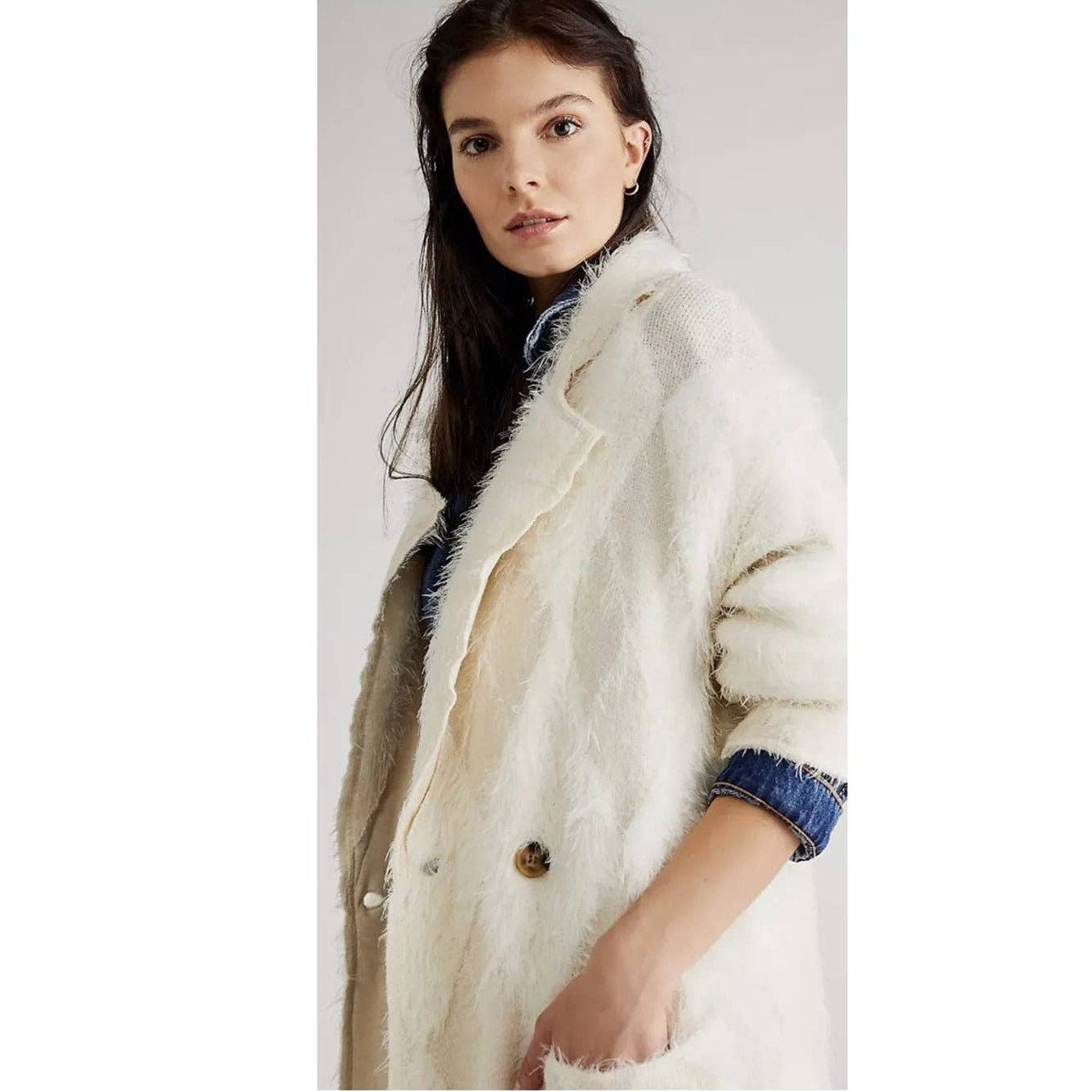 Free People David Cardi Fuzzy Coatigan