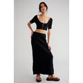 New Free People Double The Fun Maxi Skirt Button Cardi Set $128 X-SMALL Black