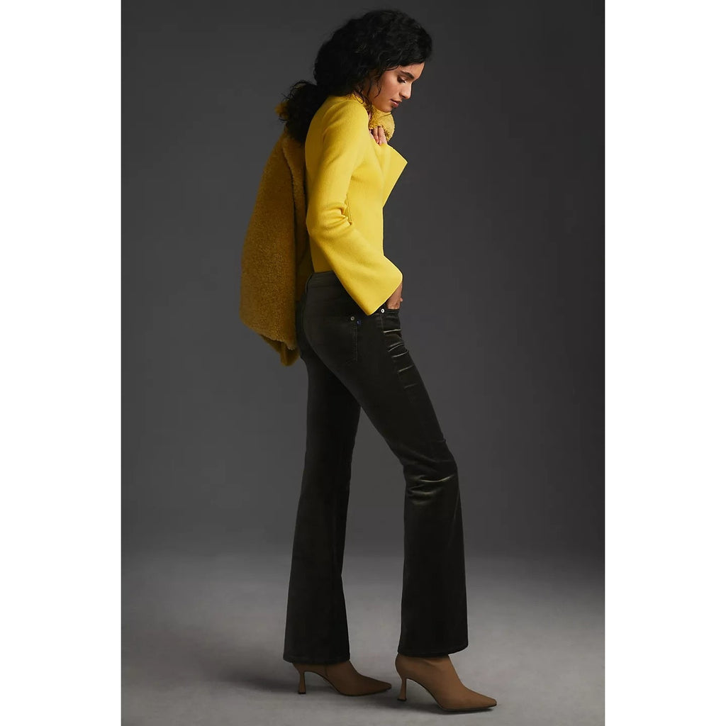 New Anthropologie Pilcro Demilune Mid-Rise Bootcut Velvet Jeans $148 33P Gray
