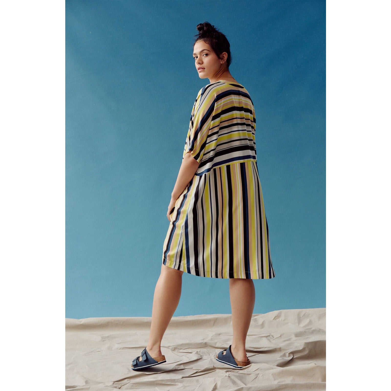 New Anthropologie Peter Som Naxos Striped Tunic Dress $148 PLUS 1X Yellow