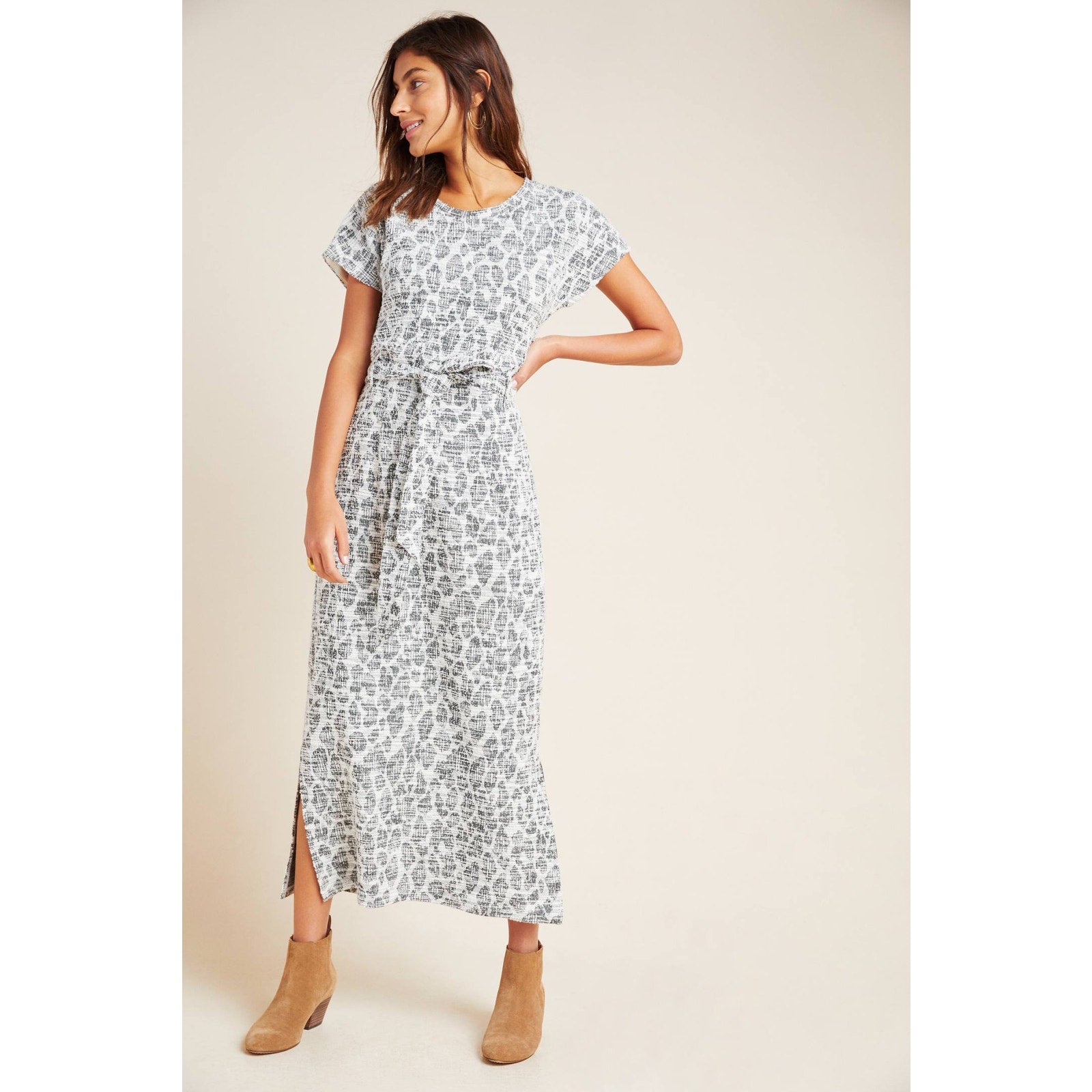 Anthropologie Dolan Left Coast Taleen Textured Midi Dress Plus 1X Gray Anthropologie