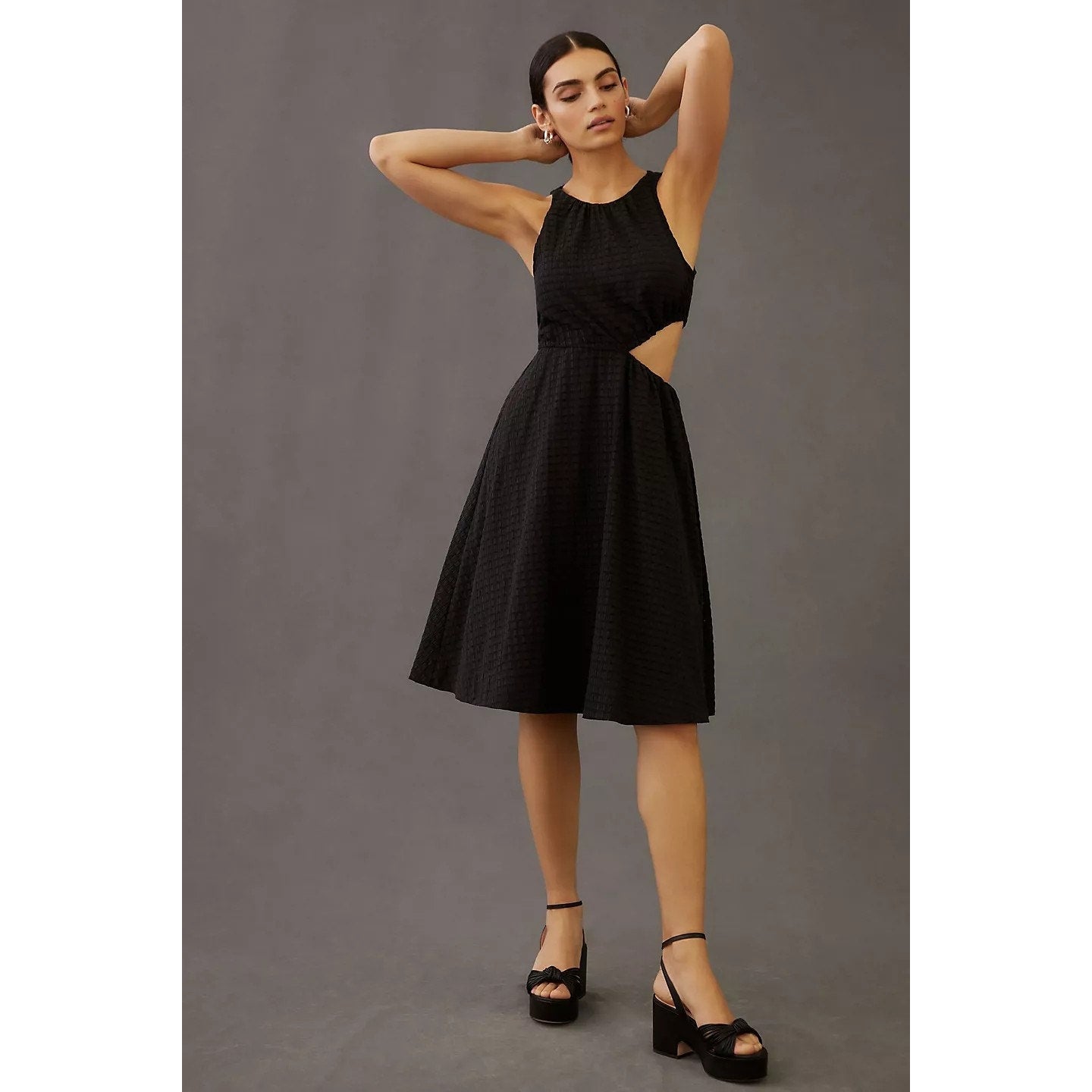 New Anthropologie Maeve Textured A-Line Mini Dress $170 SMALL Black
