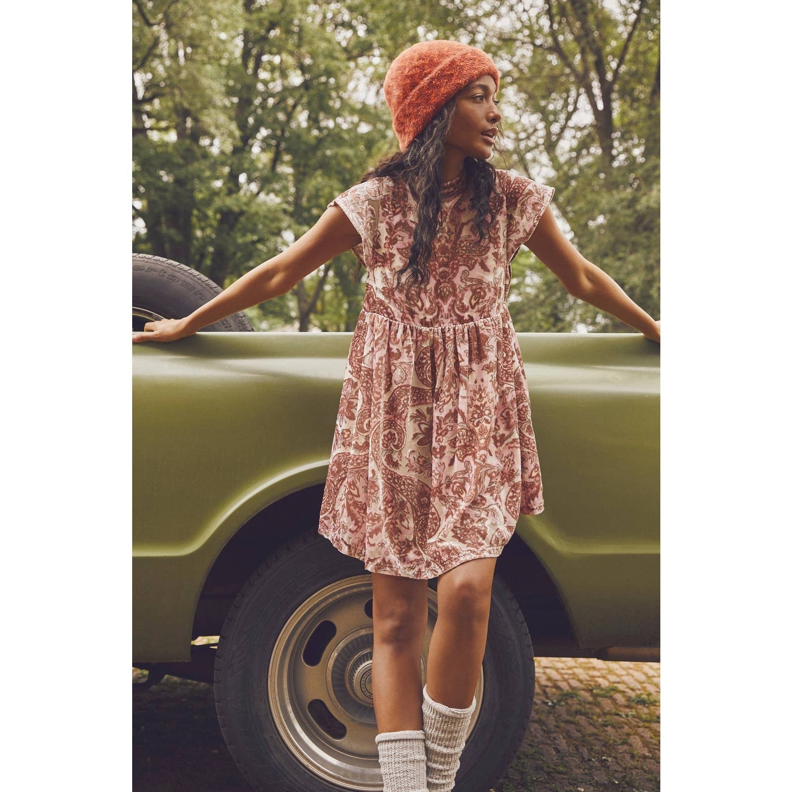New Free People All The Time Velvet Mini Dress $168 X-SMALL Pink Petal