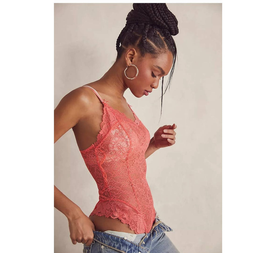 New Free People INTIMATELY One Touch Bodysuit $78 SMALL Watermelon
